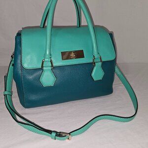 Kate Spade Catherine St. Joanie Emerald Green & Seafoam Leather Shoulder Bag